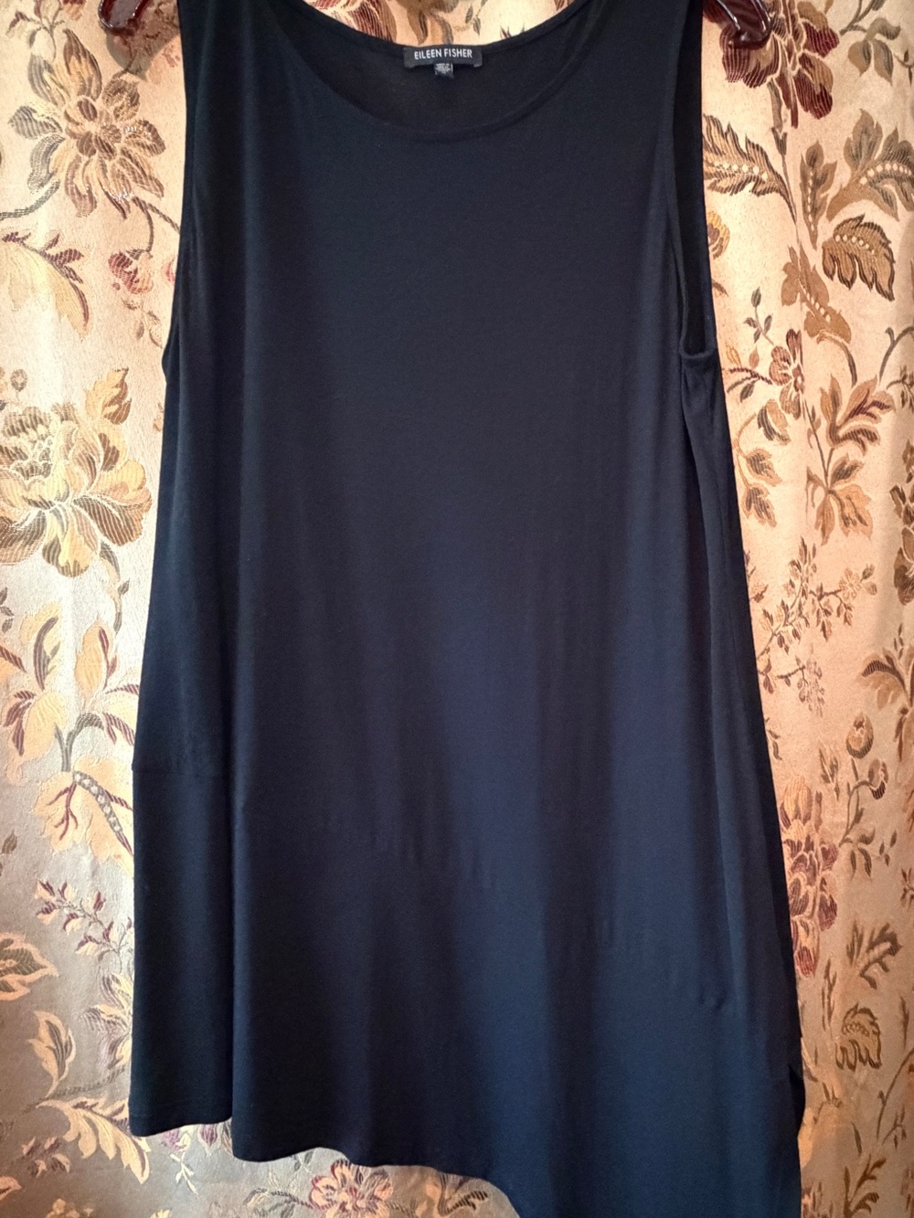 Eileen Fisher Black Sleeveless Long Asymmetrical Tank M